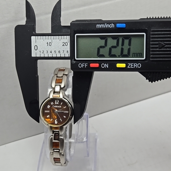 Womens Carriage By Timex Quartz Watch Silver Tone Amber Brown MOP New Battery - Picture 4 of 9